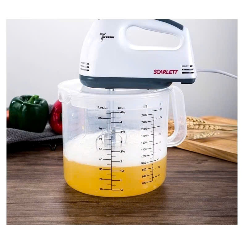 Combo Ca Đánh Trứng 2.5L Và Máy Đánh Trứng Cầm Tay Scarlett 180W 7 Tốc Độ Nhỏ Gọn