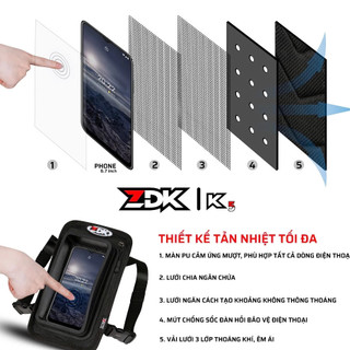 Túi Treo Xe Máy Chống Nước ZDK K1/K5 – Túi Điện Thoại Gắn Ghi Đông, Cảm Ứng Nhạy, Chống Lóa Rung Lắc