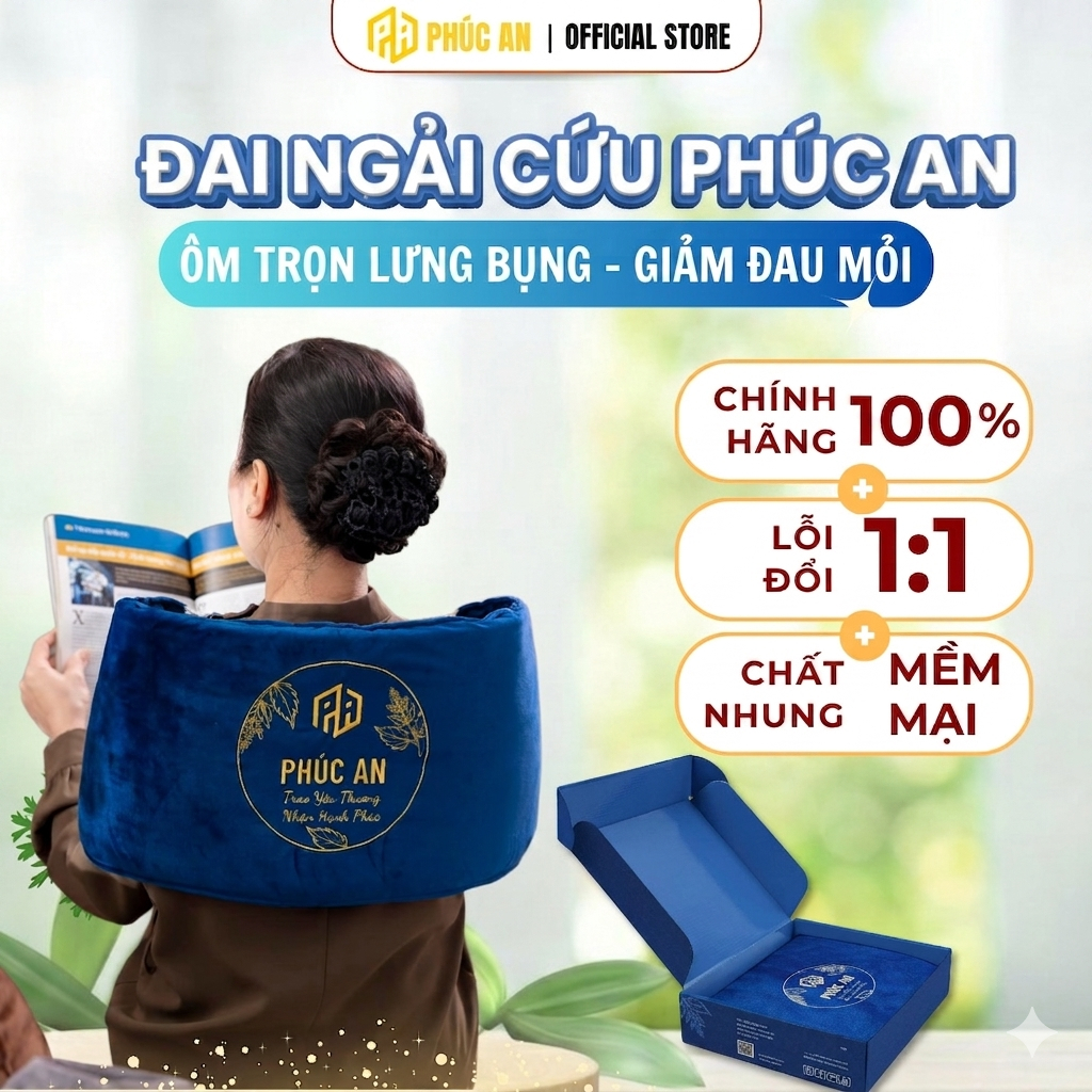 Đai Ngải Cứu Đa Năng Phúc An - Giảm Đau Lưng, Giữ Ấm Bụng, Thư Giãn Cơ Hiệu Quả
