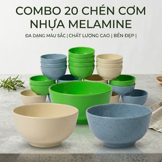 Combo 20 Chén ăn cơm nhựa melamine nhiều màu không vỡ loại tốt - Phương Trang
