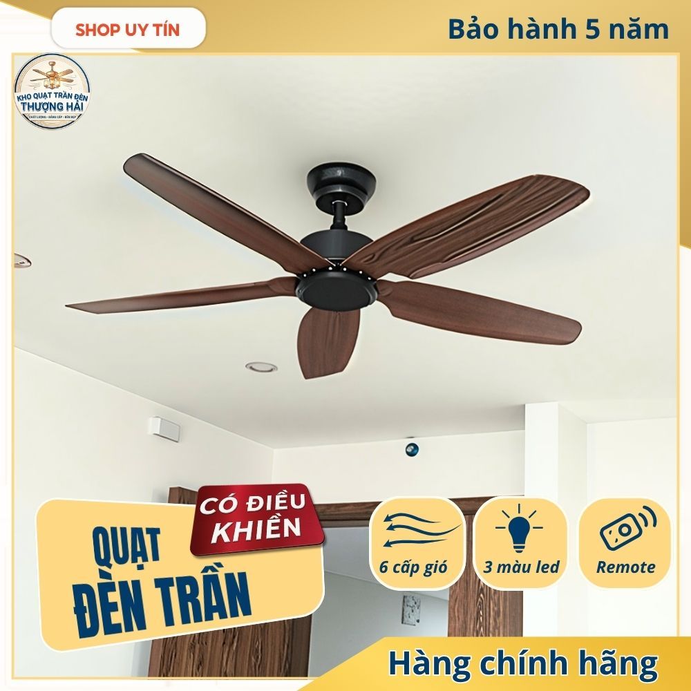 [Tặng Kèm Bộ Cân Cánh - Có Chốt An Toàn]Quạt Trần 5 Cánh ABS Có Điều Khiển 6 Cấp Độ Gió 3 Chế Độ Đèn
