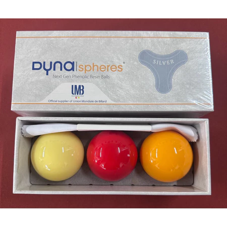 Bộ Bi Dyna|Spheres Silver - 61.5mm - Không Chấm - Bida Libre/Phăng/3C/Carom - Bộ 3 Trái (Trắng/Đỏ/Vàng)