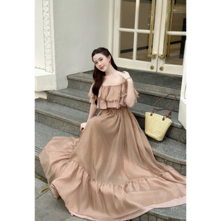 🔥Đầm maxi trễ vai tơ phối màu cao cấp, váy maxi du lịch biển Hè cực xinh, maxi Hè, váy dáng dài