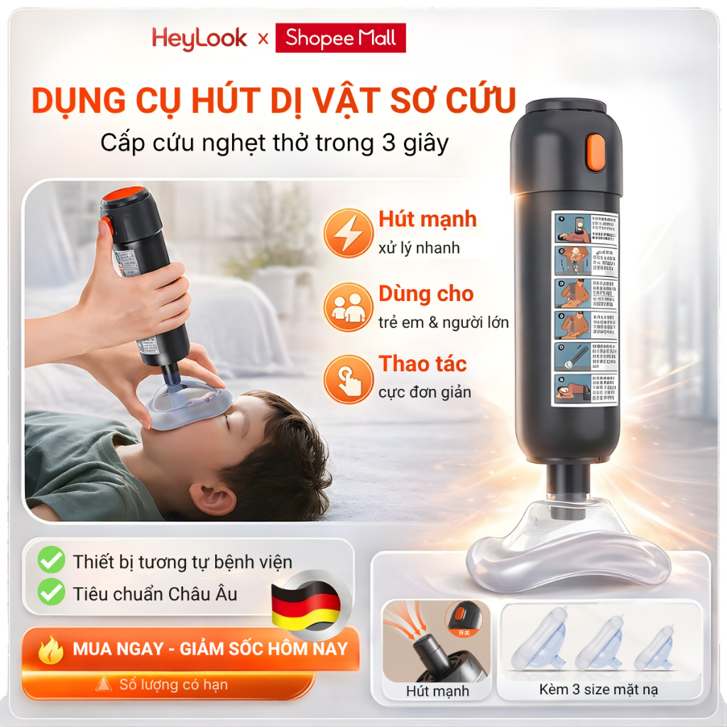 [TTT]  Dụng Cụ Hút Dị Vật Cứu Nghẹn Nhanh Cho Trẻ Em & Người Lớn, An Toàn Tại Nhà