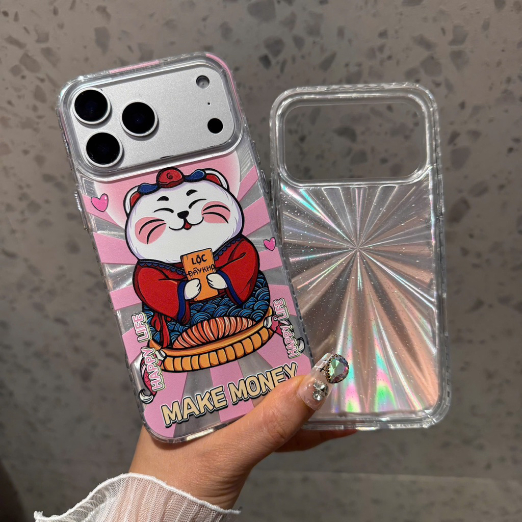 Ốp Iphone Mèo Thần Tài Đỏ Happy Life Hàng Cao Cấp| Nắng Case
