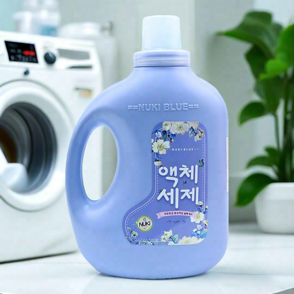 Can Nước Giặt Quần Áo Nuki Blue Hương Thơm Dịu Nhẹ 2kg Mềm Vải Thơm Lâu, Không Kích Ứng Phù Hợp Với Mọi Loại Quần Áo