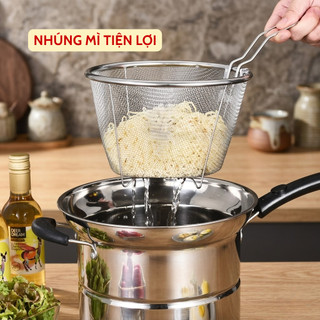 Nồi inox đa năng có xửng hấp và rổ lọc, nồi luộc mì, hấp thực phẩm tiện lợi cho gia đình