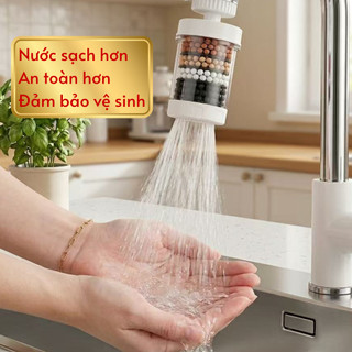 Bộ lọc nước gắn vòi, lọc nước tại vòi cho gia đình, xoay 360 độ, dễ lắp đặt, phù hợp nhiều loại vòi