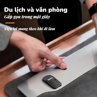 Giá Đỡ Laptop Dán Gập 2 Nấc 8°/13° – Đế Nâng 2.5–4cm Siêu Mỏng, Tản Nhiệt, Cho Laptop/Điện Thoại