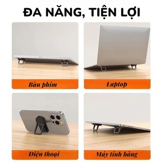 Giá Đỡ Laptop Dán Gập 2 Nấc 8°/13° – Đế Nâng 2.5–4cm Siêu Mỏng, Tản Nhiệt, Cho Laptop/Điện Thoại