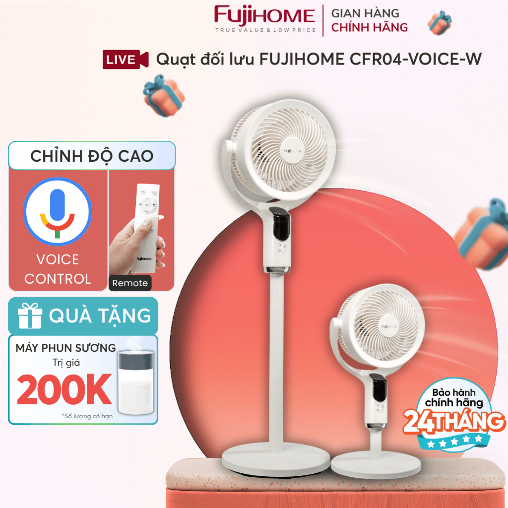 Quạt cây tuần hoàn không khí thông minh Nhập Khẩu FUJIHOME CFR04-VOICE, điều khiển giọng nói cao cấp