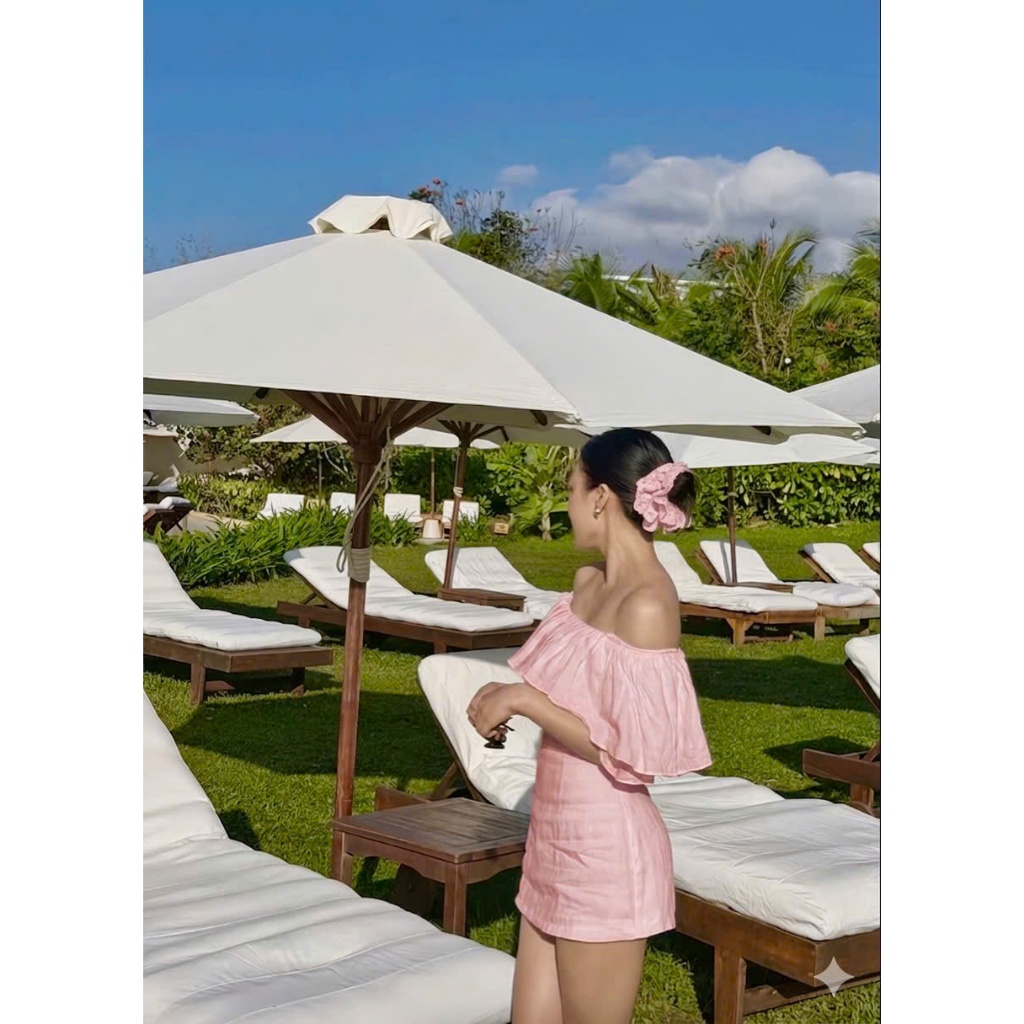 𝗕𝗼𝗻𝗴 𝗗𝗿𝗲𝘀𝘀- Đầm Linen trễ vai bèo