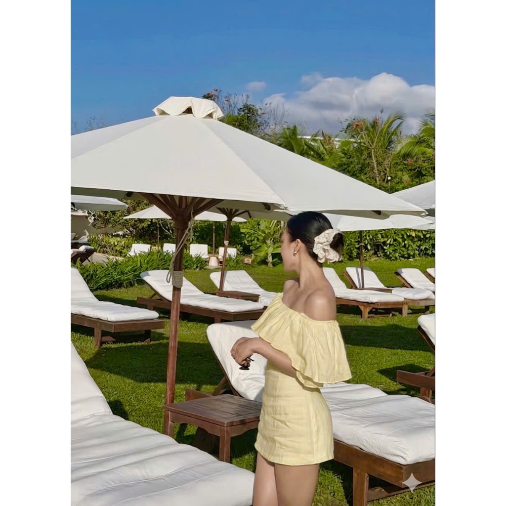 𝗕𝗼𝗻𝗴 𝗗𝗿𝗲𝘀𝘀- Đầm Linen trễ vai bèo