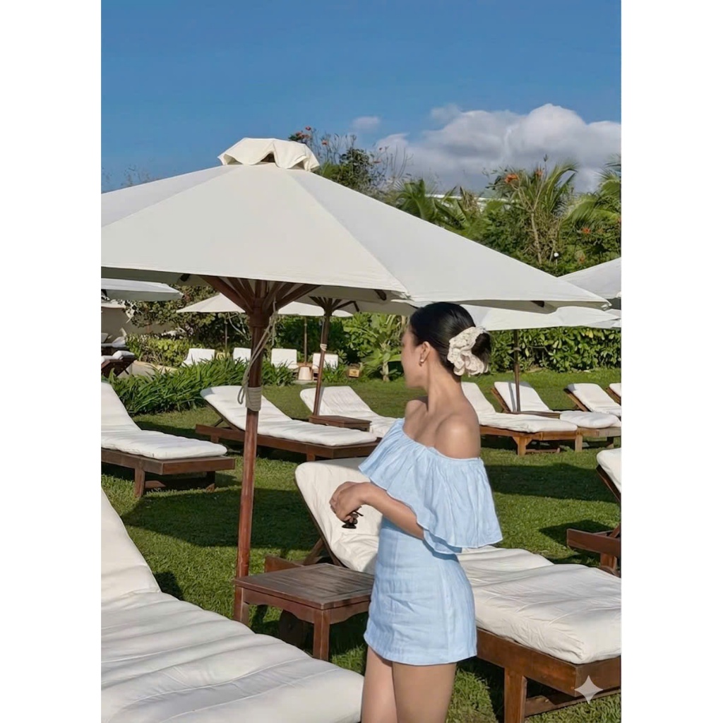 𝗕𝗼𝗻𝗴 𝗗𝗿𝗲𝘀𝘀- Đầm Linen trễ vai bèo