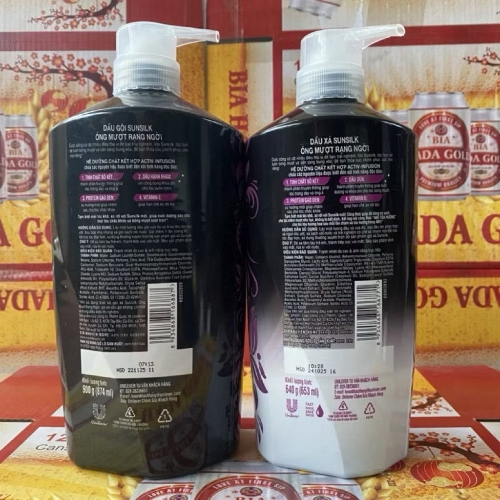 sale 30% Dầu gội Sunsilk cho tóc Mượt 100h (Bóng mướt-Luminous UV / Đen óng-Glossy Black / Mềm mượt-Silky Smooth) 650g