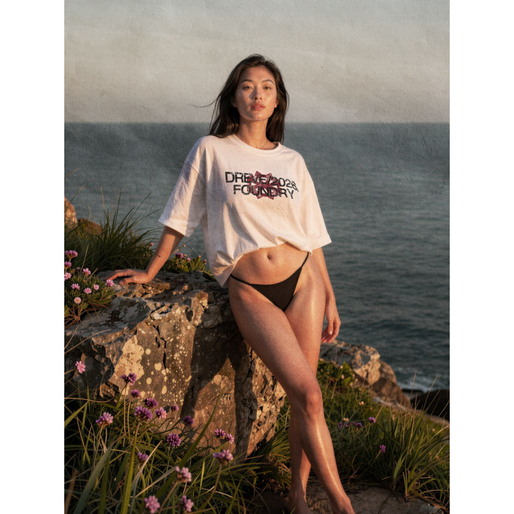 Áo thun BOXY Unisex DREVE " LOGO " // WHITE // 100% Cotton