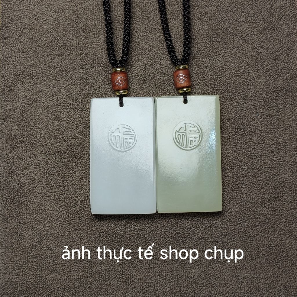 Mặt dây chuyền phúc tự bài ngọc hòa điền loại A giúp mang lại bình an may mắn hạnh phúc, dành cho nam nữ (vô sự bài )