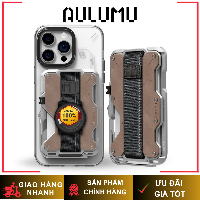 Ví Aulumu G03 Da Hợp Kim Nhôm Đựng 12 Thẻ Tích Hợp Giá Đỡ Chống Quét Trộm Chính Hãng cho iP
