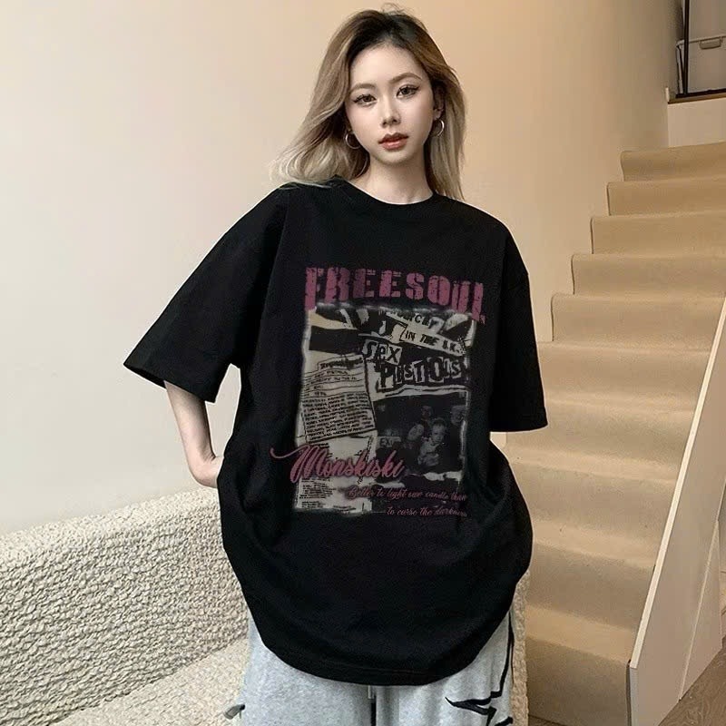 BOOM Áo thun nữ kiểu hàn quốc form rộng tay lỡ cổ tròn cotton mát - hè hot trend in cách dễ thương- Local brand #06