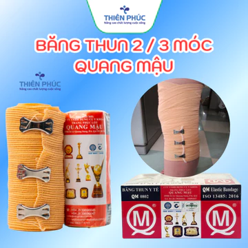 Băng thun y tế tiệt trùng 2,3 móc Quang Mậu dùng để băng nén ép cầm máu, cố định khớp