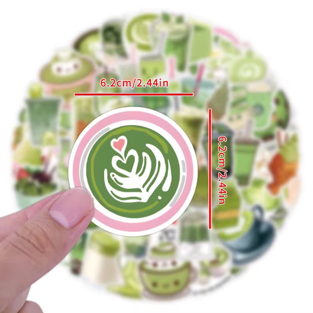 100 sticker đồ uống matcha không trùng mẫu dành cho tính đồ thích matcha để trang trí đồ dùng.