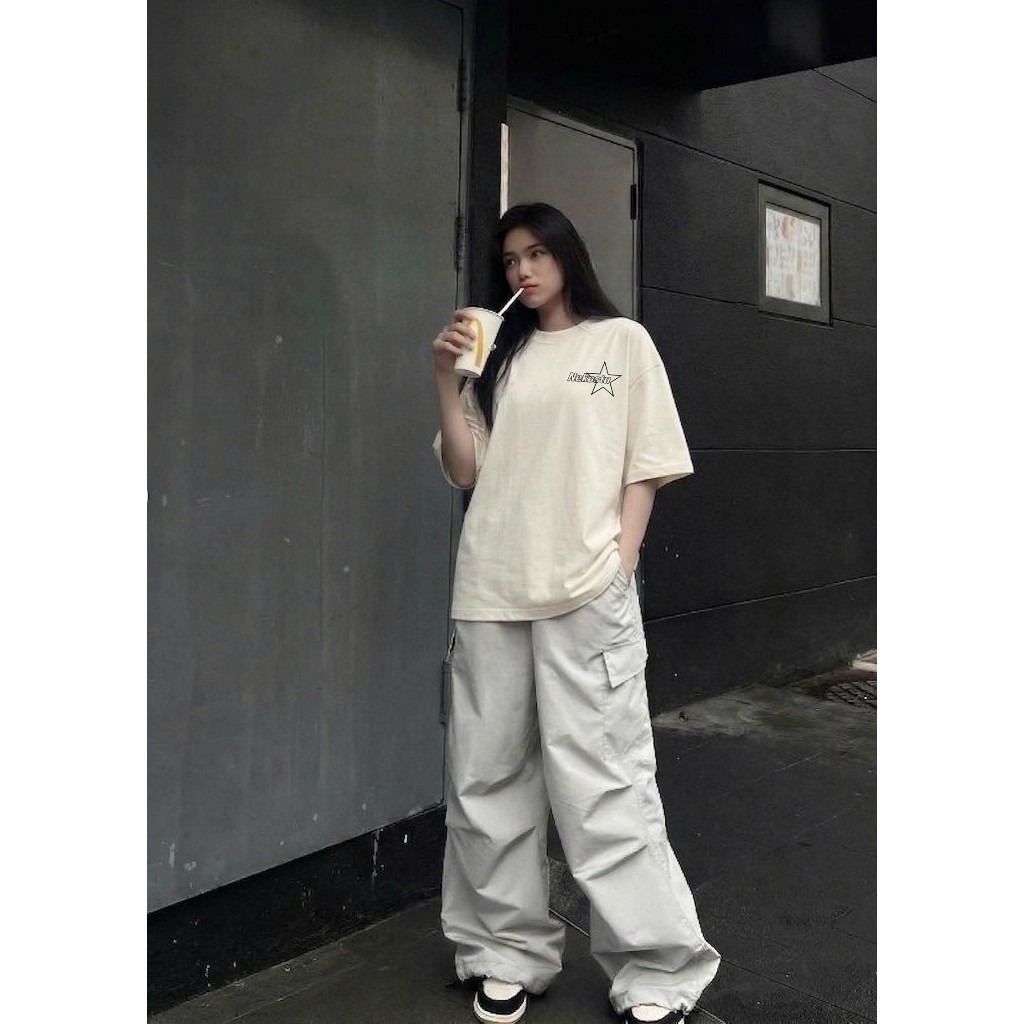 BOOM Áo thun nữ kiểu hàn quốc form rộng tay lỡ cổ tròn cotton mát - hè hot trend in cách dễ thương- Local brand #09
