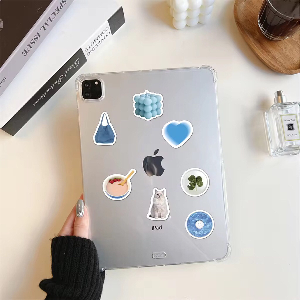 100 sticker tổng hợp vật dụng màu xanh dương trang trí mũ bảo hiểm điện thoại vật dụng cá nhân vali dulịchchống nước tốt