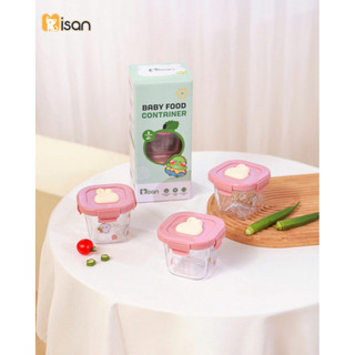 Hộp trữ đông ăn dặm thủy tinh Misan có vạch chia, đựng đồ ăn dặm cho bé size 110ml và 140ml babyhome