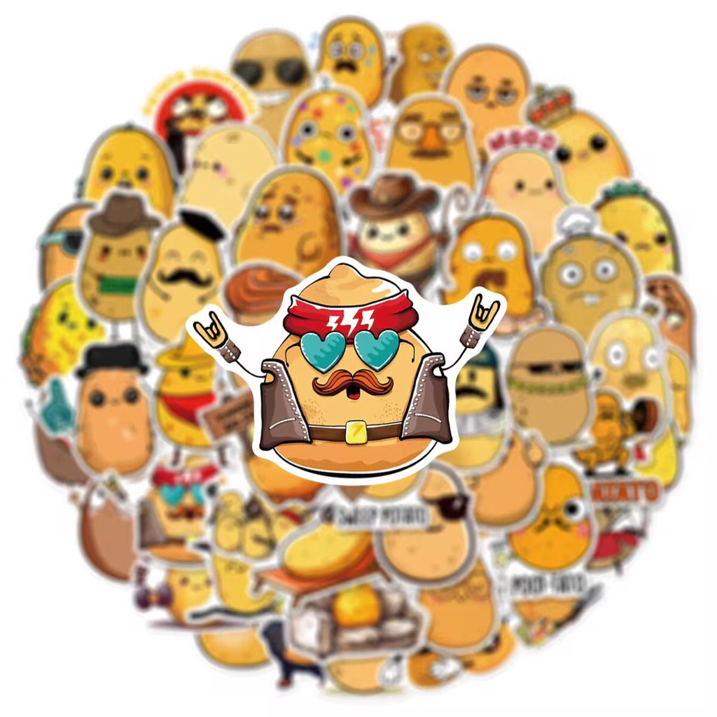 100 sticker khoai tây phiên bản vui nhộn trang trí mũ bảo hiểm điện thoại ốpl ưng chống nước tốt.