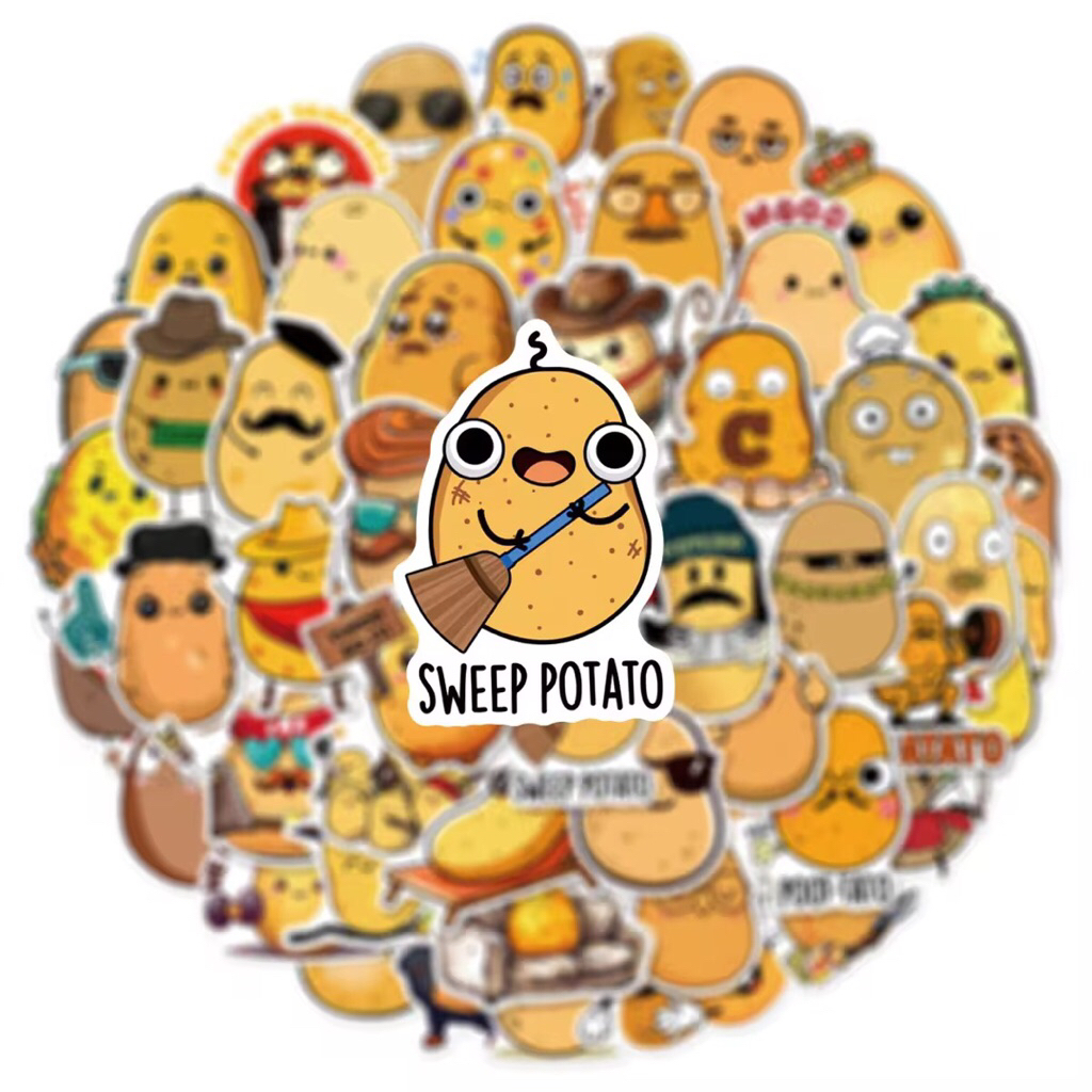 100 sticker khoai tây phiên bản vui nhộn trang trí mũ bảo hiểm điện thoại ốpl ưng chống nước tốt.