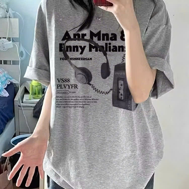 BOOM Áo thun nữ kiểu hàn quốc form rộng tay lỡ cổ tròn cotton mát - hè hot trend in cách dễ thương- Local brand #10