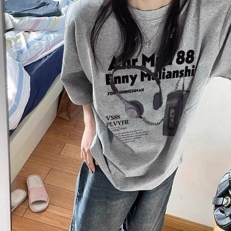 BOOM Áo thun nữ kiểu hàn quốc form rộng tay lỡ cổ tròn cotton mát - hè hot trend in cách dễ thương- Local brand #10