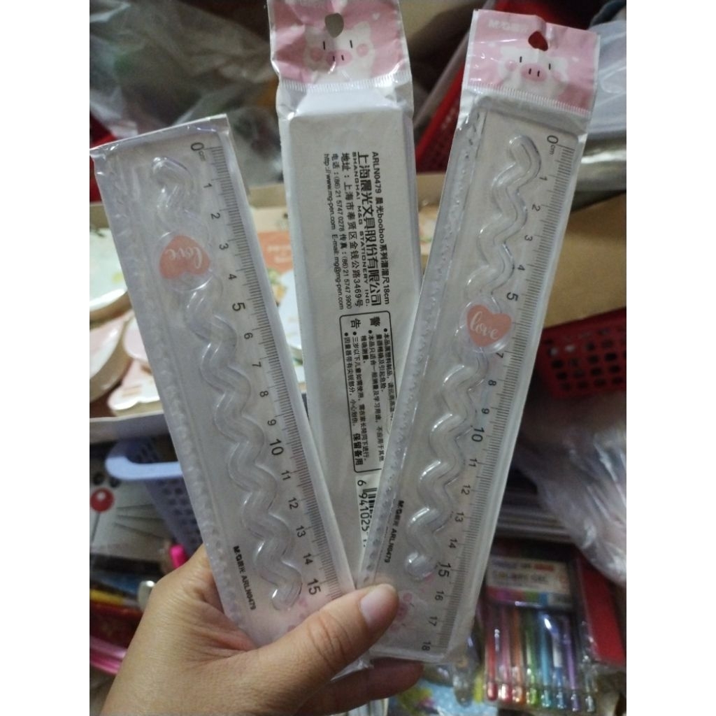 Combo 5 cây thước nhựa, gỗ 12/15/18/20cm nhiều hình