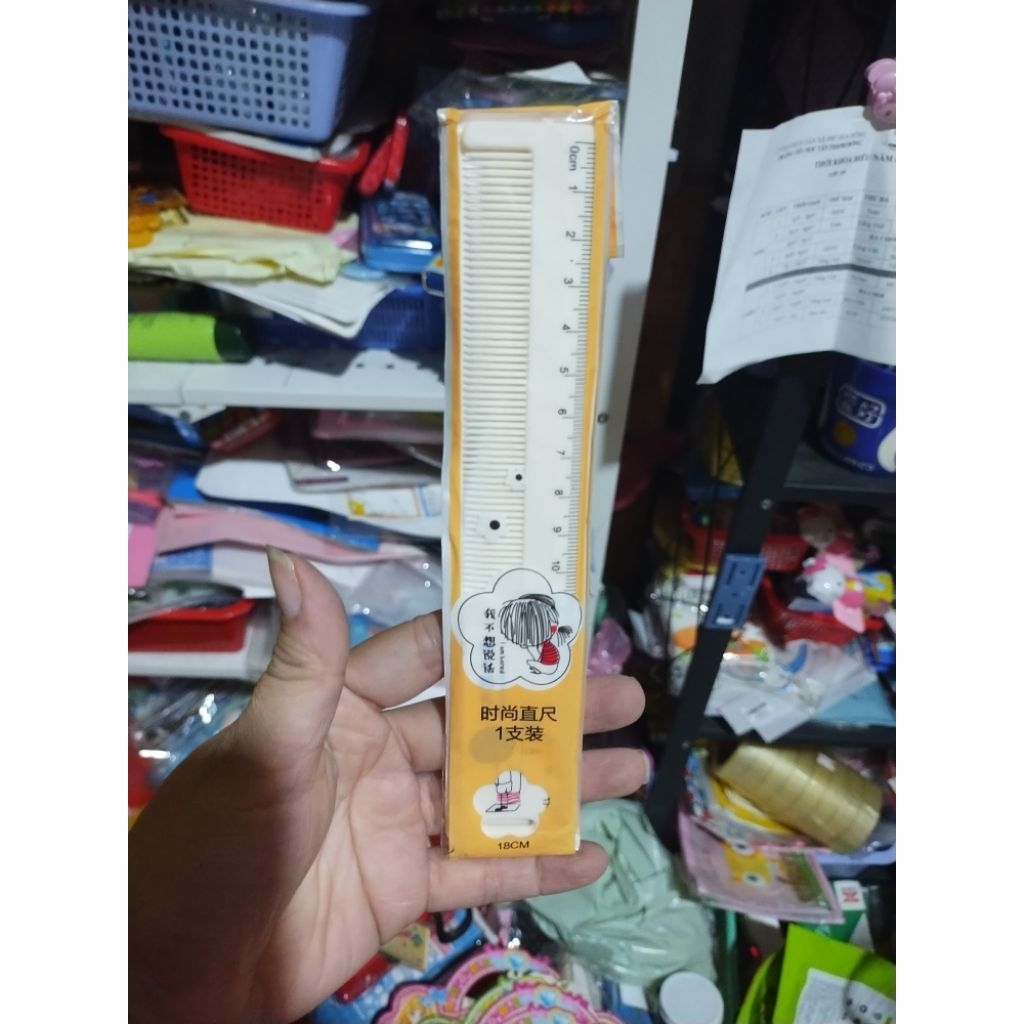 Combo 5 cây thước nhựa, gỗ 12/15/18/20cm nhiều hình