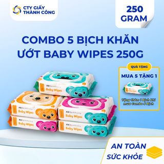 Combo Khăn Ướt Baby Wipes 250g - Cty Giấy Thành Công - Mùi Thơm Nhẹ Nhàng, Không Hóa Chất, An Toàn Sức Khỏe