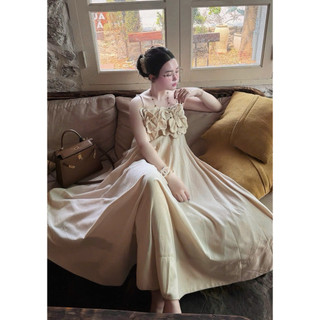 Váy Đầm Đi Biển 2s Hoa Ngực Dáng Dài Maxi Be Kem