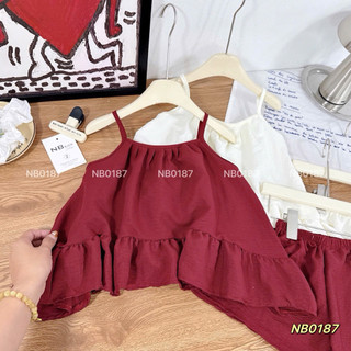 Set áo 2 dây kèm quần đũi mềm mát cho bé mặc đi biển, du lịch 9-26kg