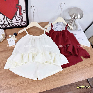 Set áo 2 dây kèm quần đũi mềm mát cho bé mặc đi biển, du lịch 9-26kg