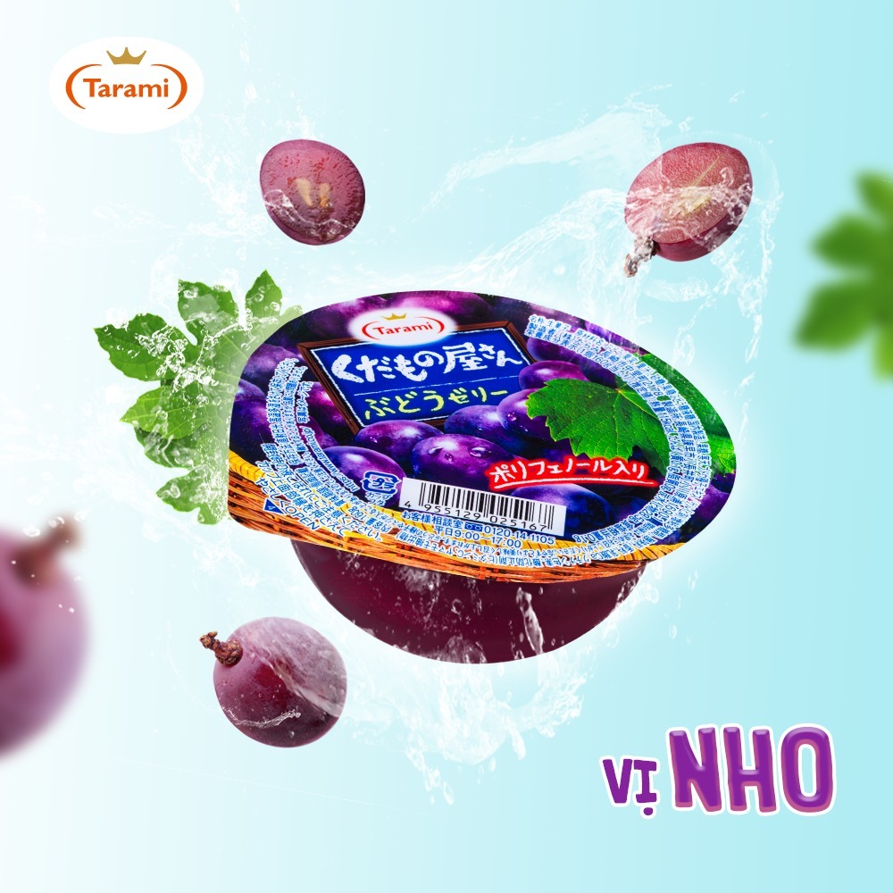 Thạch hũ trái cây TARAMI nhiều hương vị 72g Nhật Bản (quà tặng móc khóa)