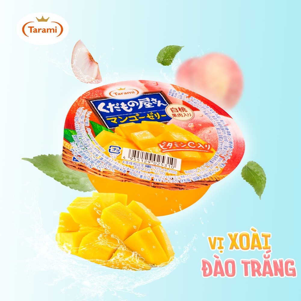 Thạch hũ trái cây TARAMI nhiều hương vị 72g Nhật Bản (quà tặng móc khóa)