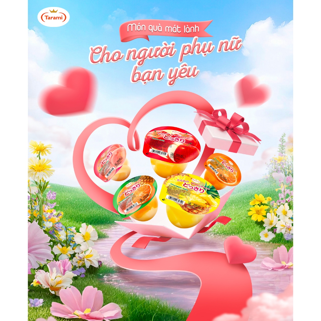 Thạch cốc trái cây TARAMI DOSSARI nhiều hương vị 230g - Hàng Nội Địa Nhật (quà tặng móc khóa)