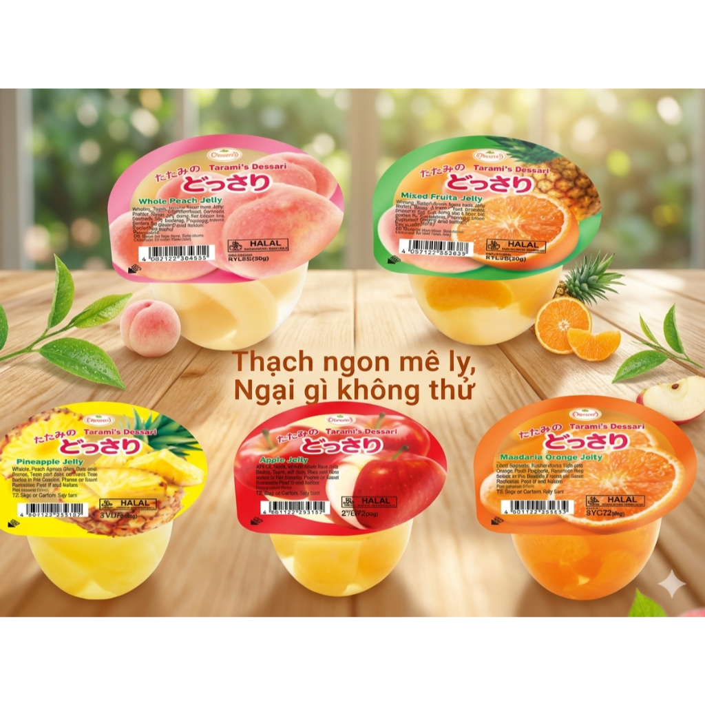 Thạch cốc trái cây TARAMI DOSSARI nhiều hương vị 230g - Hàng Nội Địa Nhật (quà tặng móc khóa)