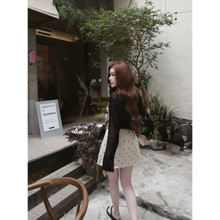 Set Váy 2s Chấm Bi Mix Áo Len Ngoài Xinh Điệu Khanhle