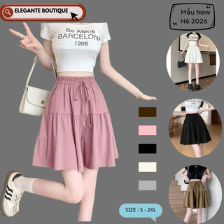 Quần Đùi Váy Nữ ELEGANTE BOUTIQUE Dáng Ngắn Cạp Chun Chất Liệu Vải Mỏng Mát Siêu Xinh mã201122