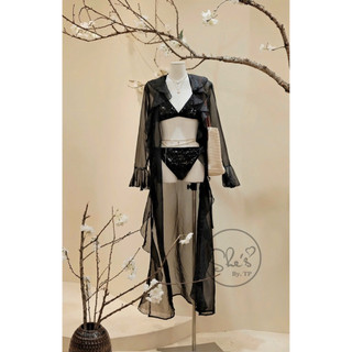 Set Bikini 2 Mảnh Kim Sa Kèm Choàng Voan Bèo Chuẩn She’s