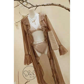 Set Bikini 2 Mảnh Kim Sa Kèm Choàng Voan Bèo Chuẩn She’s