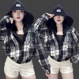 Áo Sơ Mi Nỉ Caro Có Mũ Unisex Form Rộng 2 Túi – HoodieX