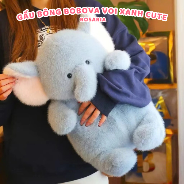 Gấu Bông Bobova Voi Xanh Siêu Mềm Mịn – Quà Tặng Dễ Thương, Ôm Ngủ Cực Êm