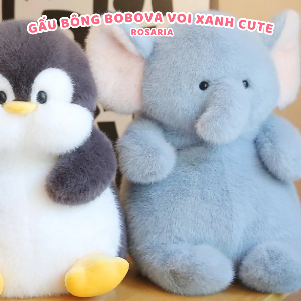 Gấu Bông Bobova Voi Xanh Siêu Mềm Mịn – Quà Tặng Dễ Thương, Ôm Ngủ Cực Êm