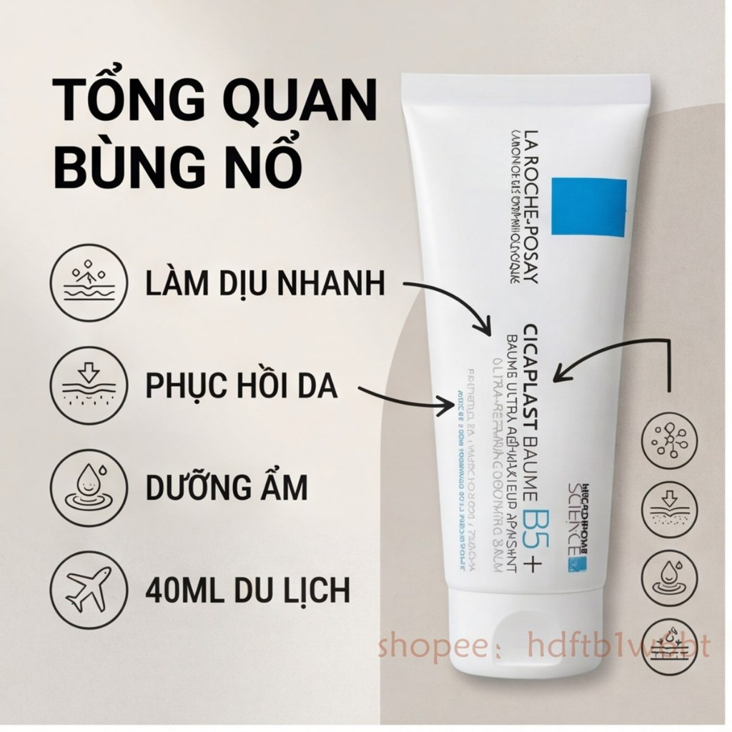 【Còn hàng】La Roche-Posay Cicaplast Baume B5+40ml Kem dưỡng ẩm phục hồi đa năng  giúp phục hồi da sau